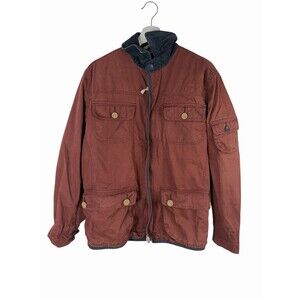 CPO Provisions Red Trucker Canvas Zipper Expedition Cotton Jacket Small Mens Red